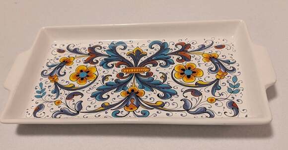 Nova Deruta Other - Nova Deruta Ricco Pattern Rectangular Handled Serving Tray Made in Italy 11x7